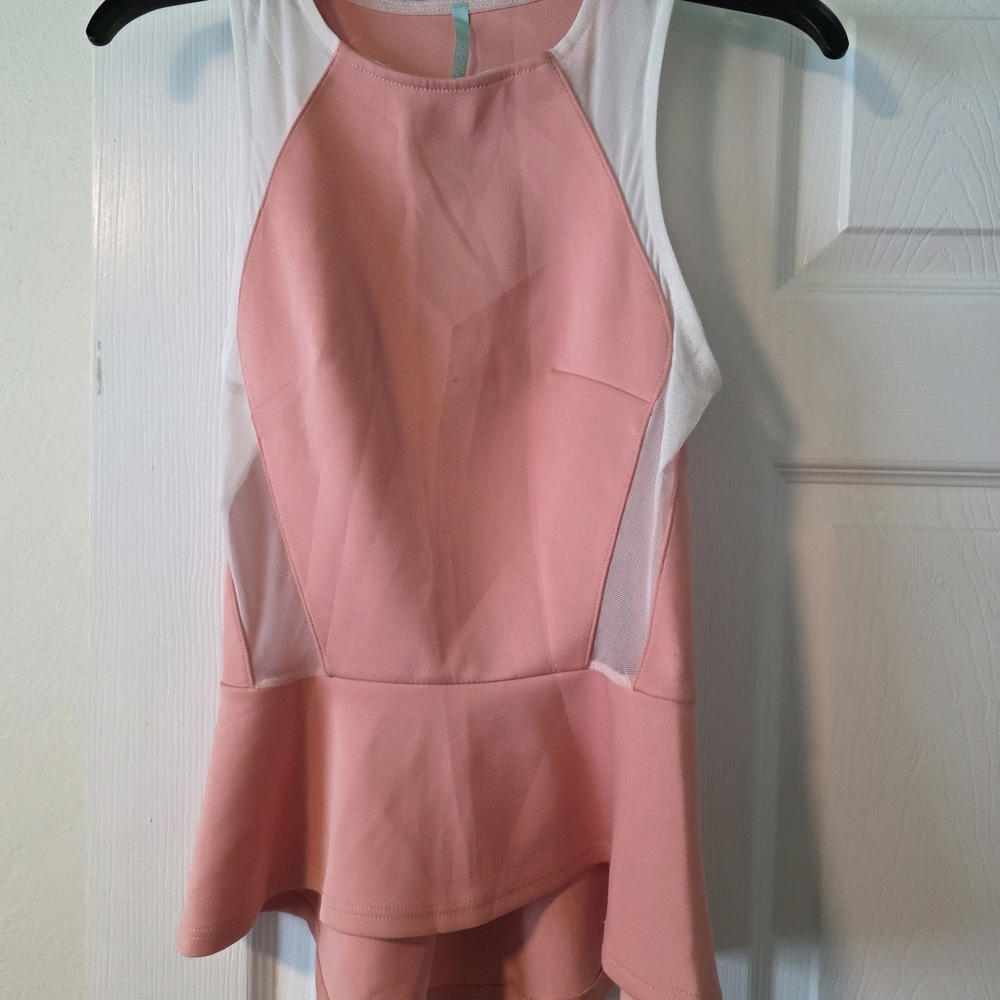 Lulu's Pink and White Sleeveless Blouse